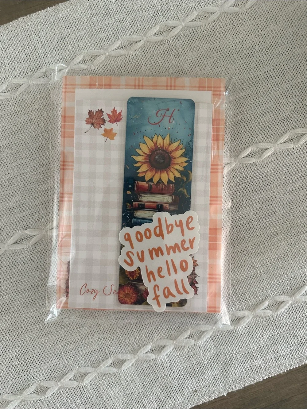 Fall notepad bundle with sunflower bookmark and waterproof sticker